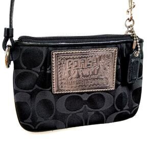 Coach Y2K Poppy Monogram Wristlet | Vintage Black Canvas Red Lining Mini Bag